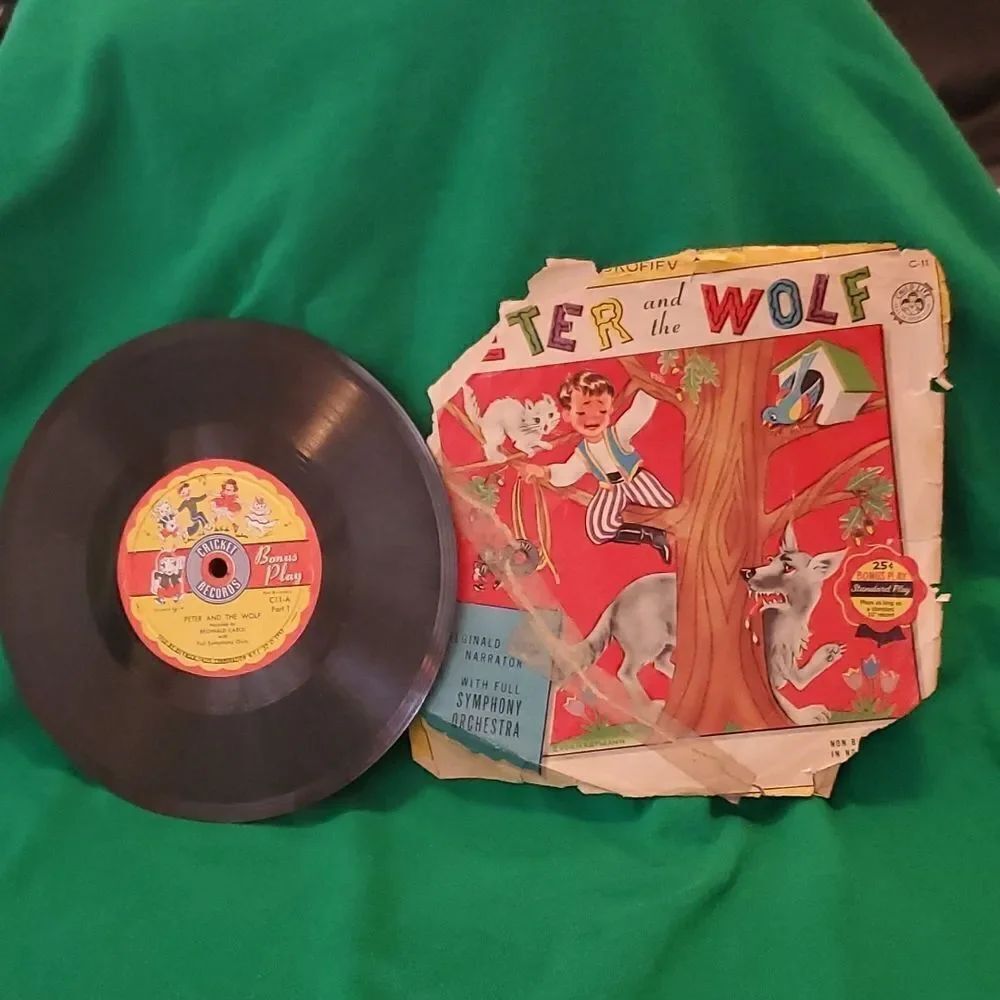 Vintage Cricket Records Peter and the Wolf 78 Vinyl